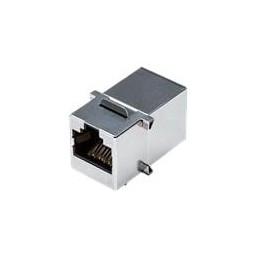 1 pcs : CRJ018-1-TH - Modular Connectors / Ethernet Connectors RJ coupler, 2 port, 8P8C, 6u, mounting flange, shielded