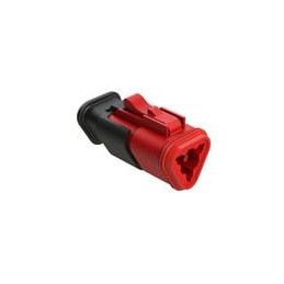 1 pcs : AT06-3S-SR02RED - Automotive Connectors 3 Position, Plug, Socket, SR02 Strain Relief (Reduced Diameter Seal), Red Body