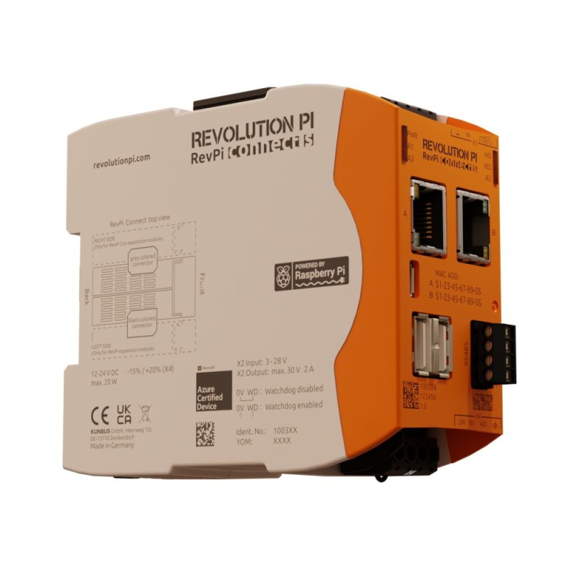 1 pcs - Revolution PI RevPi Connect S, Industrial Computer, 20W, 1.5 GHz, 16GB (Flash) / 1GB (RAM), 4 Linux