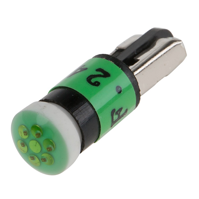1 pcs - RS PRO Green LED Indicator Lamp, 24V ac/dc, Wedge Base, 5.46mm Diameter, 60mcd