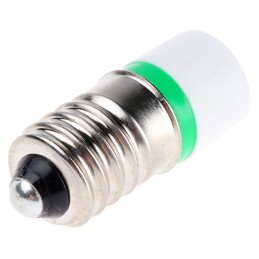 1 pcs - RS PRO Green LED Indicator Lamp, 6V ac/dc, E10 Base, 10mm Diameter, 1610mcd