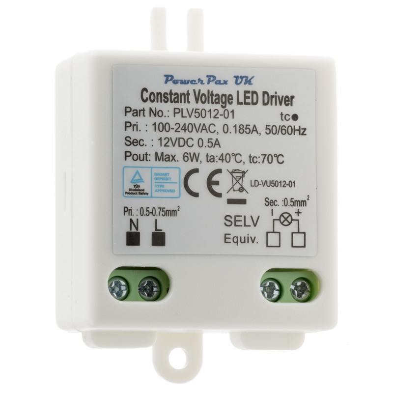 1 pcs - RS PRO LED Driver, 12V Output, 6W Output, 500mA Output, Constant Voltage