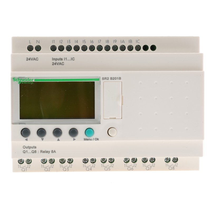 1 pcs - Schneider Electric Zelio Logic Series Logic Module, 24 V ac Supply, Relay Output, 12-Input, Discrete Input
