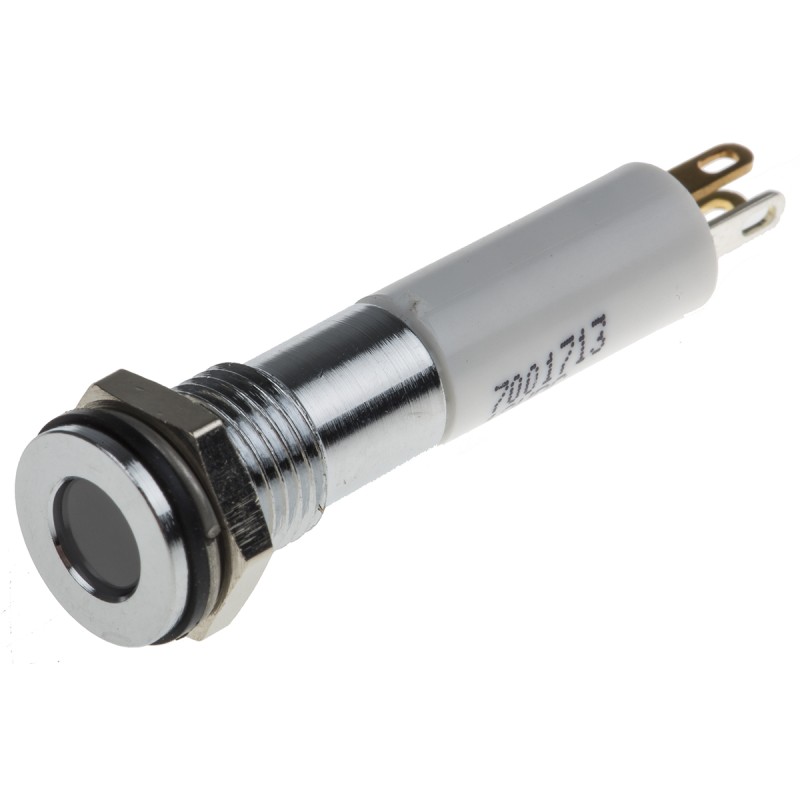 1 pcs - RS PRO Panel Mount Indicator, 12V dc, 8mm Mounting Hole Size, Solder Tab Termination, IP67