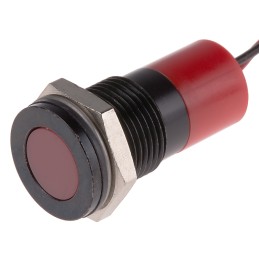 1 pcs - RS PRO Red Panel Mount Indicator, 220V ac, 14mm Mounting Hole Size, Lead Wires Termination, IP67