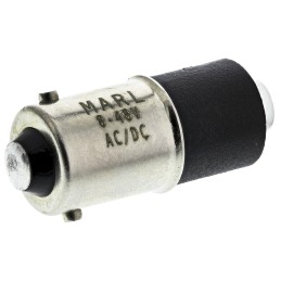 1 pcs - Marl Yellow LED Indicator Lamp, 8-48V ac/dc, BA9s Base, 4.9mm Diameter, 16000mcd