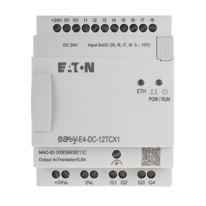 1 pcs - Eaton EasyE4 Series Logic Module, 24 V dc Supply, Transistor Output, 4 (Analogue), 8 (Digital)-Input, Analogue, Digital