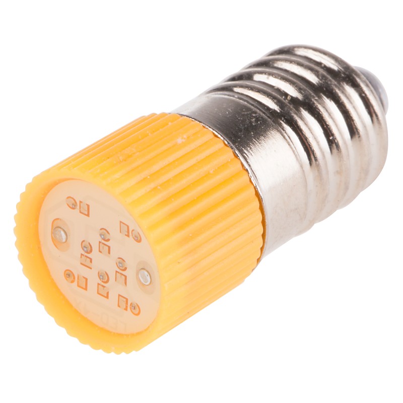 1 pcs - RS PRO Yellow LED Indicator Lamp, 28V ac/dc, E10 Base, 10mm Diameter, 120/110mcd