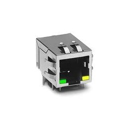 1 pcs : J0026D21FNL - Modular Connectors / Ethernet Connectors 1X1 TAB DOWN W/LEDS