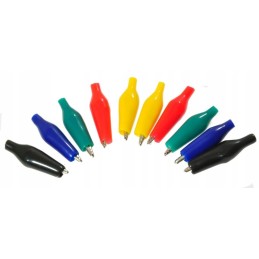 Small crocodile clips, mix of colors, insulation, pack of 10