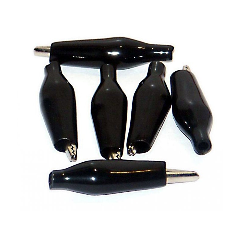 Crocodile clip black insulated 44mm 4 pcs