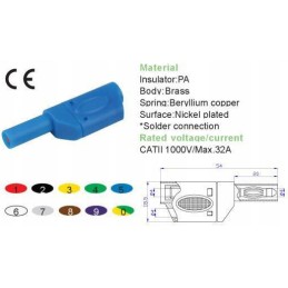 4mm banana plug with safety socket, red 2904