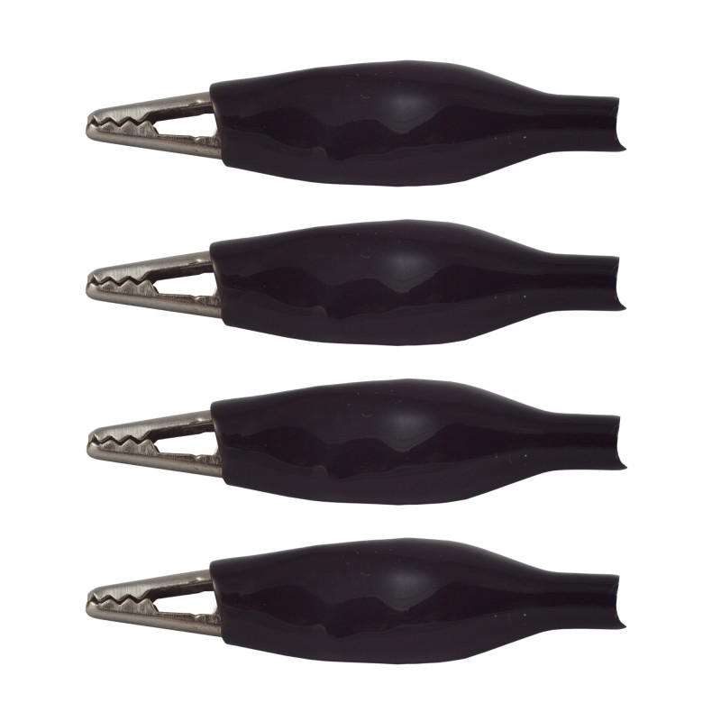 Insulated crocodile clip 27mm black 4 pcs