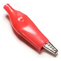 Insulated red crocodile clip, l 44mm