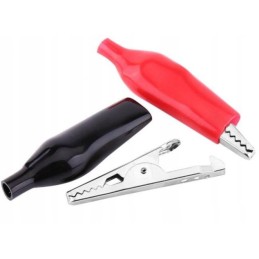 Set of 2 insulated crocodile clips 54mm