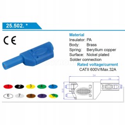 Banana plug 4mm straight black amass 25 502 2