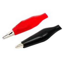 Small mini crocodile clip, red and black, 2 pieces