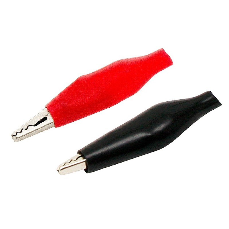 Small mini crocodile clip, red and black, 2 pieces