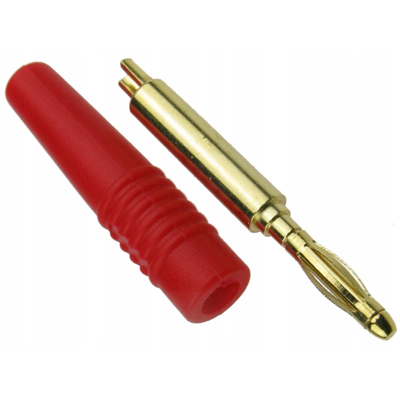 2mm spring-loaded banana plug, round, red 3519