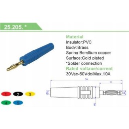 2mm spring-loaded banana plug, round, red 3519