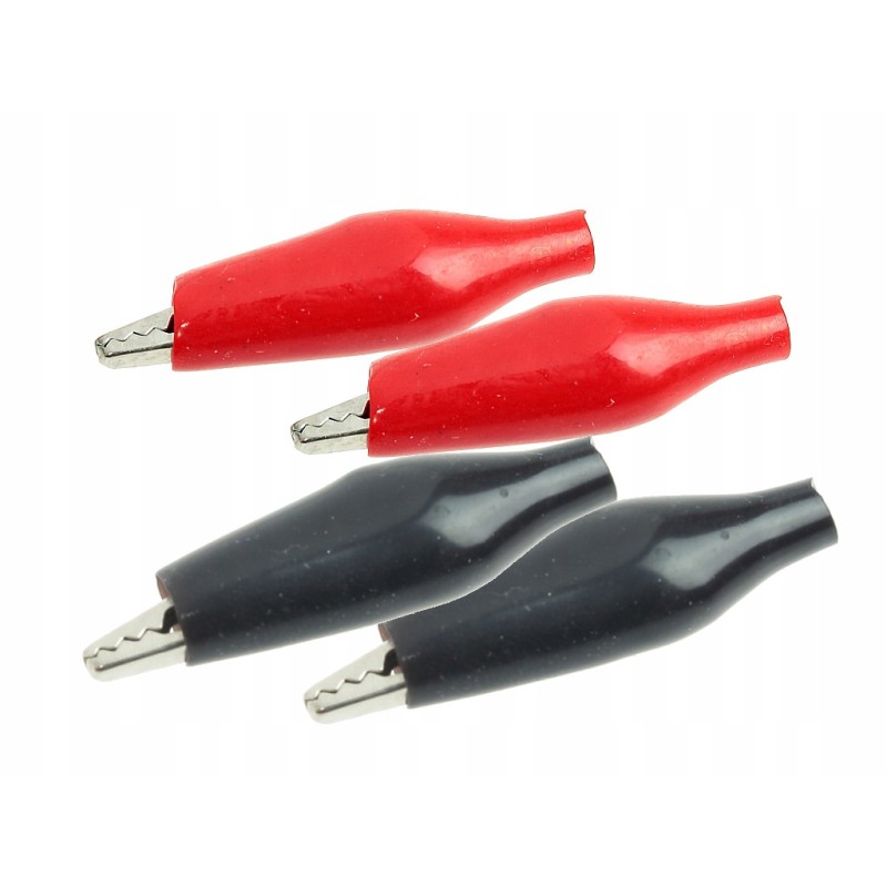 Insulated crocodile clip black red 35mm 4 pcs
