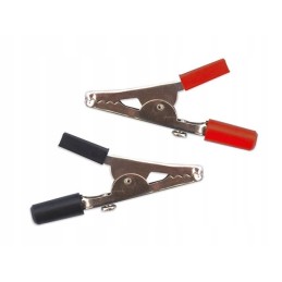 Crocodile clips, pair, red, black, 55mm jacar