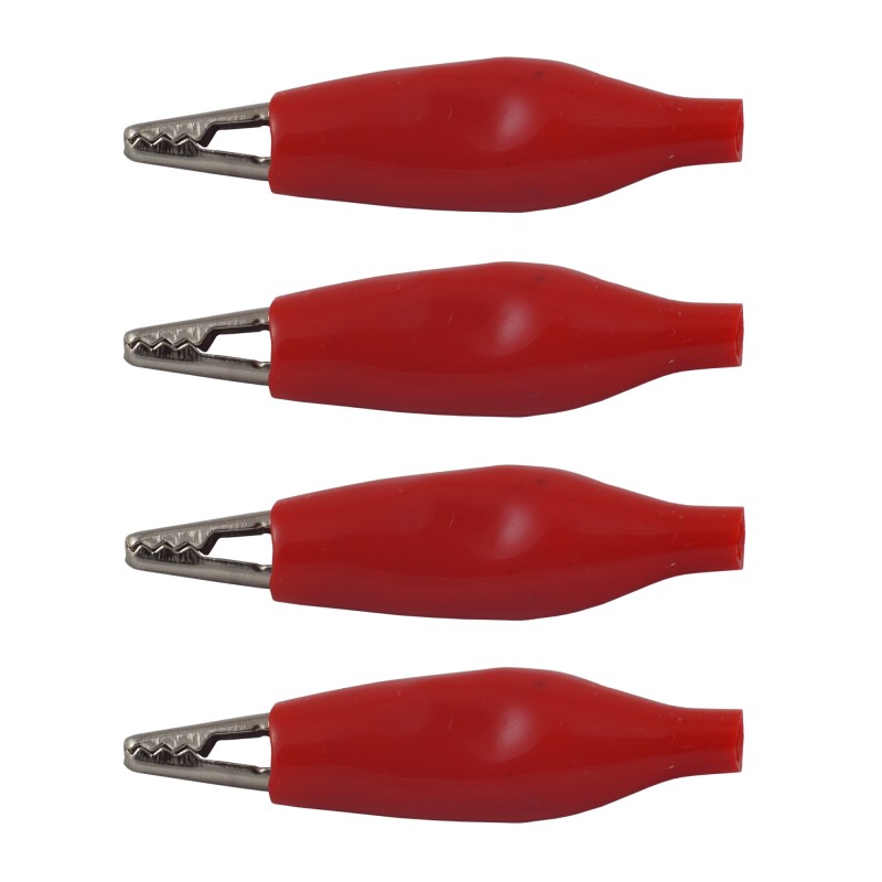 Insulated crocodile clip 35mm red 4 pcs