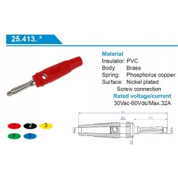 Banana plug 4mm black amass 25 413 2