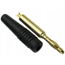 2mm spring-loaded banana plug, round, black 3518