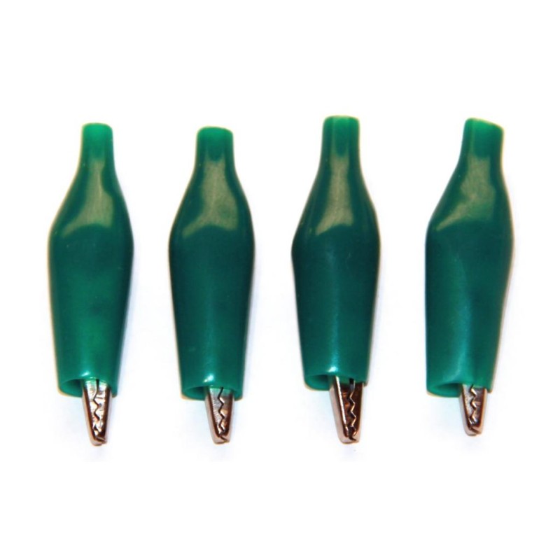 Green insulated crocodile clip 35mm 4 pcs