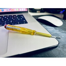 Screwdriver with tester, yellow, 13 cm