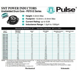 P0751 153nlt pulse choke smd 15uh 3a 1pc rb36