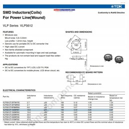 Choke smd 10uh 0 67a tdk 7 4x5 2mm vlp5612 2pcs