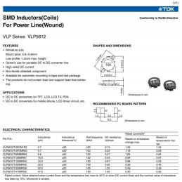 Choke smd 15uh 0 53a tdk 7 4x5 2mm vlp5612 2pcs