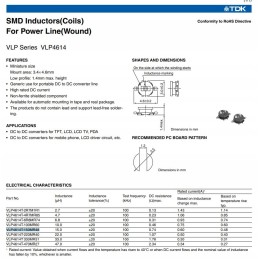 Choke smd 15uh 0 48a tdk 4 8x3 2 vlp4614t 2 pcs