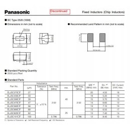 33uh 14ma smd 1008 choke panasonic 3 pcs