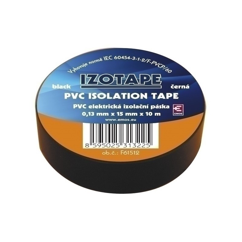 Black insulating tape 15mm x 10m emos pvc