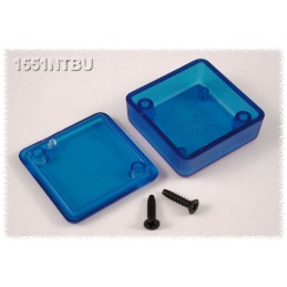 1 pcs - Hammond 1551 Series Translucent Blue ABS Enclosure, IP54, Flanged, Translucent Blue Lid, 35 x 35 x 15mm