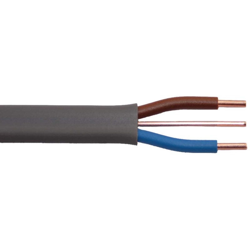 1 Reel of 100 M - Prysmian 2+E Core Power Cable, 2.5 mm², 100m, Grey PVC Sheath, Twin & Earth, 27 A, 500 V