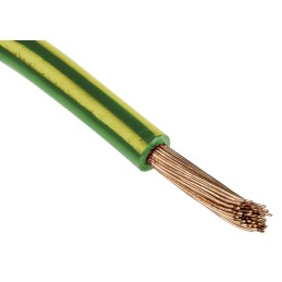 1 Reel of 100 M - RS PRO Green/Yellow 10 mm² Hook Up Wire, 8 AWG, 72/0.4 mm, 100m, PVC Insulation