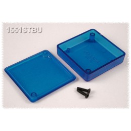 1 pcs - Hammond 1551 Series Translucent Blue ABS Enclosure, IP54, Flanged, Translucent Blue Lid, 50 x 50 x 15mm