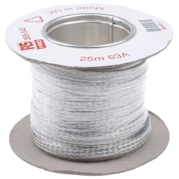 1 Reel of 25 M - RS PRO Braided Wire 63 A, 10 x 2 mm, 25m BS4109