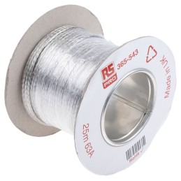1 Reel of 25 M - RS PRO Braided Wire 63 A, 10 x 2 mm, 25m BS4109