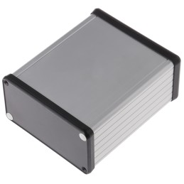 1 pcs - Hammond 1455 Series Silver Anodised Aluminium Enclosure, IP54, Black Lid, 120 x 103 x 53mm