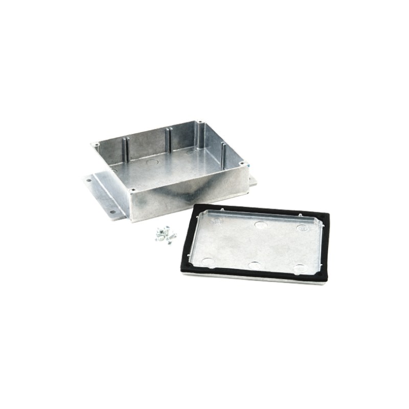 1 pcs - Deltron 483 Series Silver Die Cast Aluminium Enclosure, IP66, IP67, IP68, Flanged, Silver Lid, 114.3 x 35.15 x 30.5mm