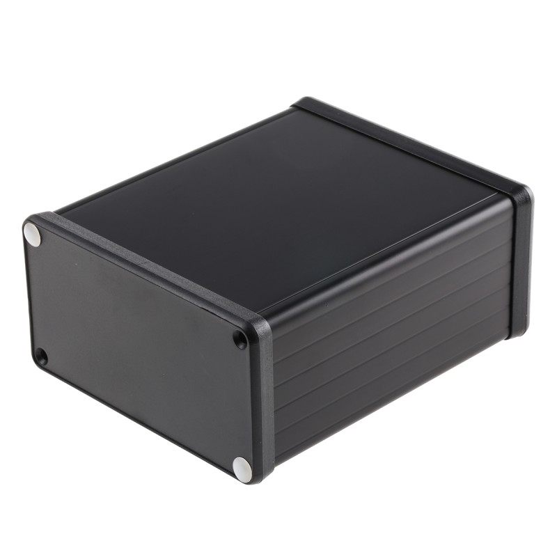 1 pcs - Hammond 1455 Series Black Aluminium Enclosure, IP54, Black Lid, 120 x 103 x 53mm