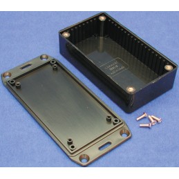 1 pcs - Hammond 1591 Series Black Flame Retardant ABS Enclosure, IP54, Flanged, Black Lid, 165 x 71 x 25mm