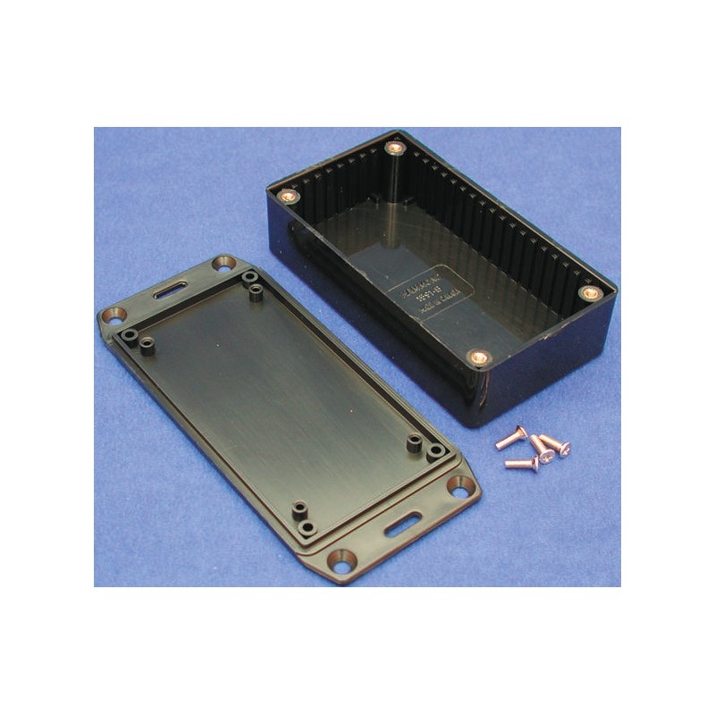 1 pcs - Hammond 1591 Series Black Flame Retardant ABS Enclosure, IP54, Flanged, Black Lid, 165 x 71 x 25mm