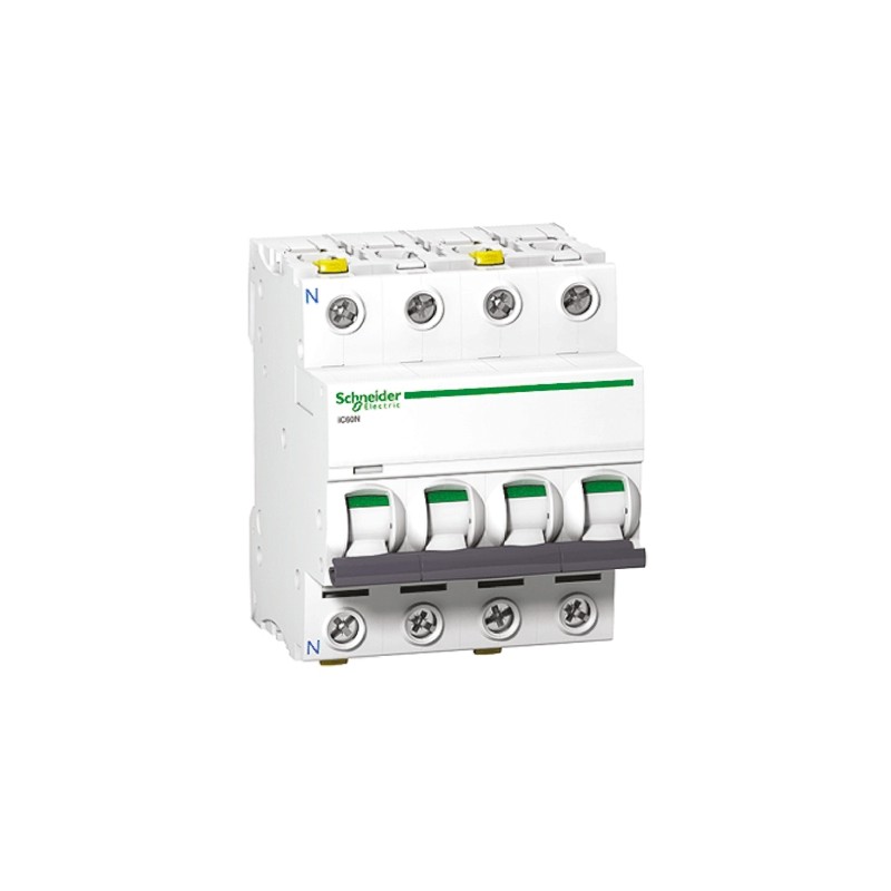 1 pcs - Schneider Electric Acti 9 iC60H MCB, 4P, 63A Curve B, 440V AC, 220 - 250V DC, 10 kA Breaking Capacity