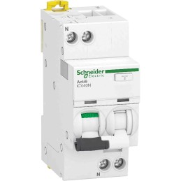 1 pcs - Schneider Electric RCBO, 10A Current Rating, 1P Poles, 30mA Trip Sensitivity, Acti9 Range
